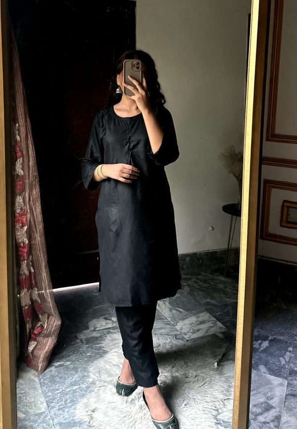 Black 2pc Suit Plain Shirt & Trouser