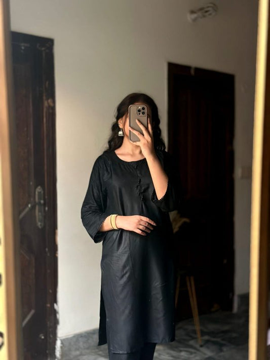 Black 2pc Suit Plain Shirt & Trouser